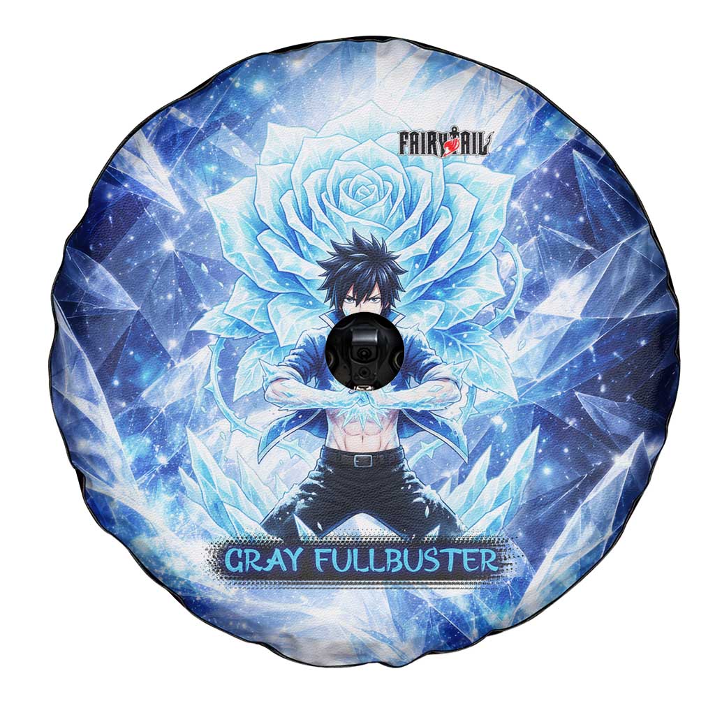 Gray Fullbuster Fairy Tail Spare Tire Cover Ice Magic Anime Style with Crystal Freeze Motif
