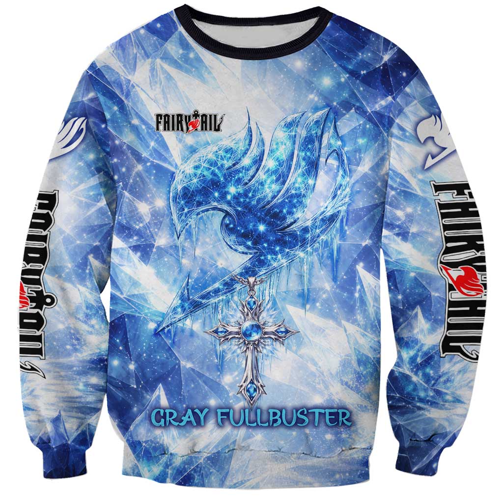 Gray Fullbuster Fairy Tail Sweatshirt Ice Magic Anime Style with Crystal Freeze Motif