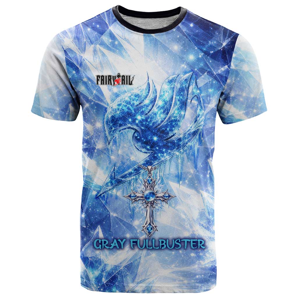 Gray Fullbuster Fairy Tail T Shirt Ice Magic Anime Style with Crystal Freeze Motif