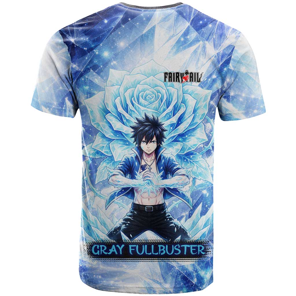 Gray Fullbuster Fairy Tail T Shirt Ice Magic Anime Style with Crystal Freeze Motif