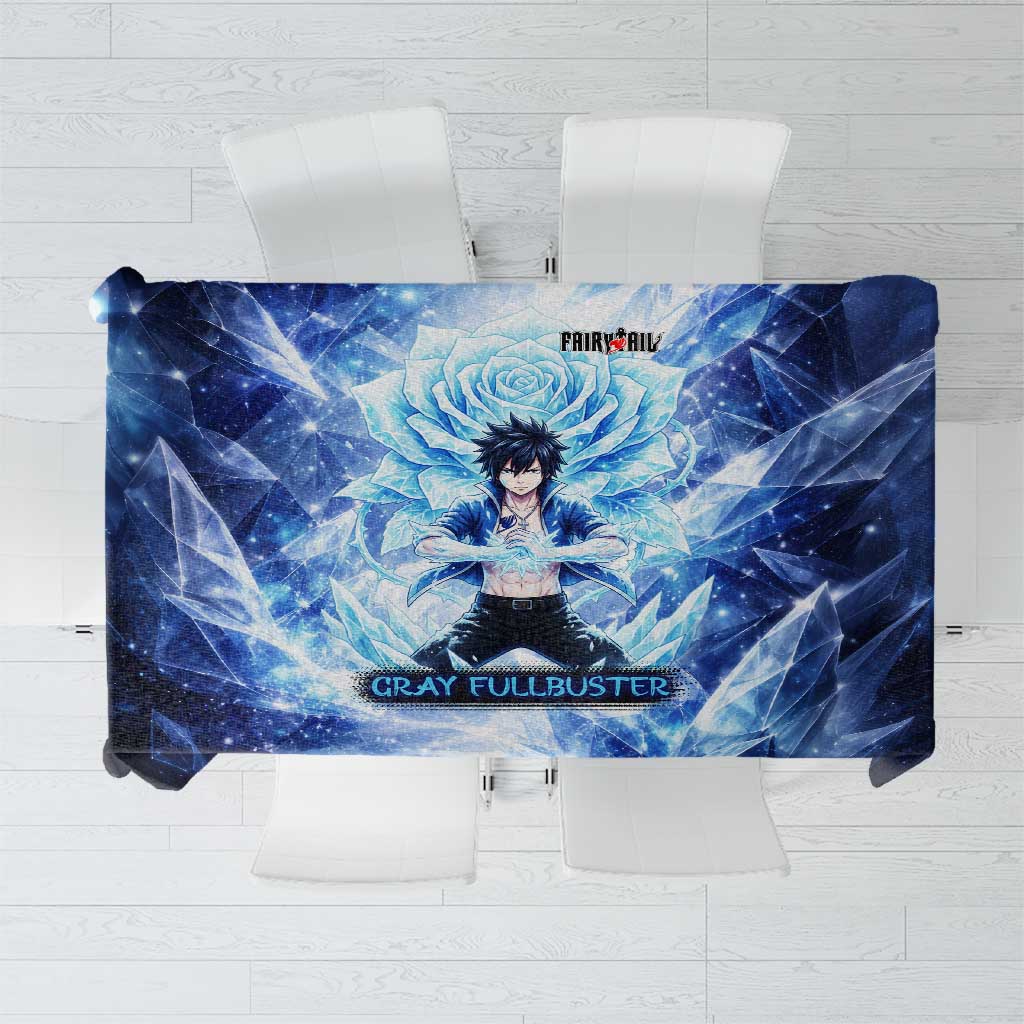 Gray Fullbuster Fairy Tail Tablecloth Ice Magic Anime Style with Crystal Freeze Motif