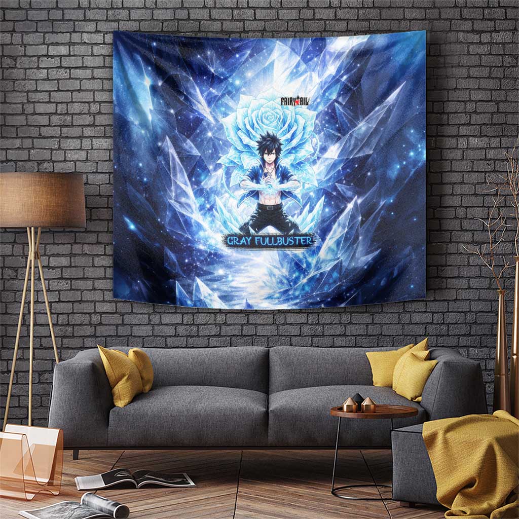 Gray Fullbuster Fairy Tail Tapestry Ice Magic Anime Style with Crystal Freeze Motif