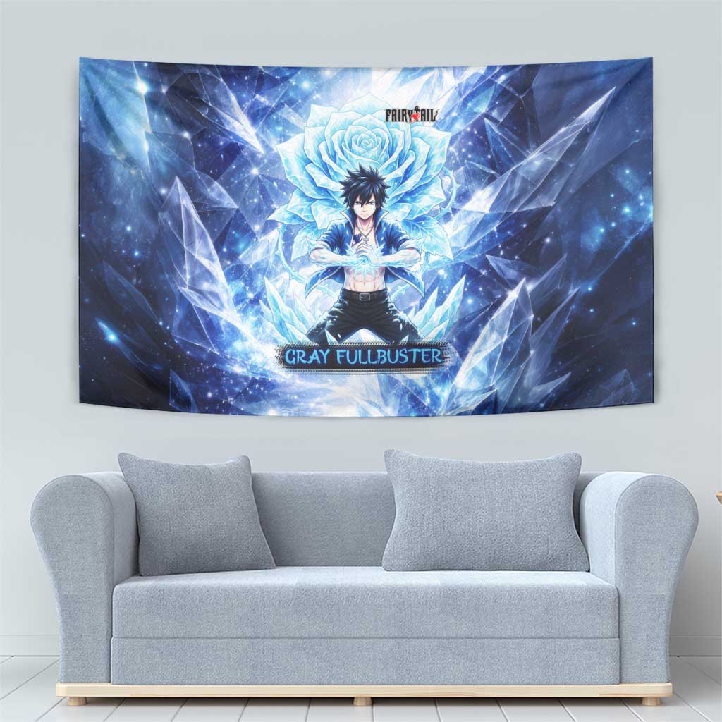 Gray Fullbuster Fairy Tail Tapestry Ice Magic Anime Style with Crystal Freeze Motif
