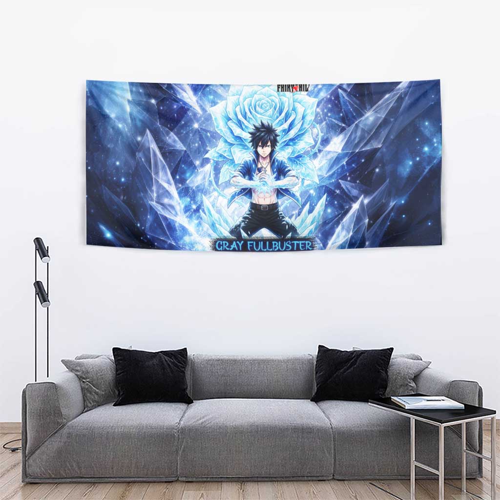Gray Fullbuster Fairy Tail Tapestry Ice Magic Anime Style with Crystal Freeze Motif