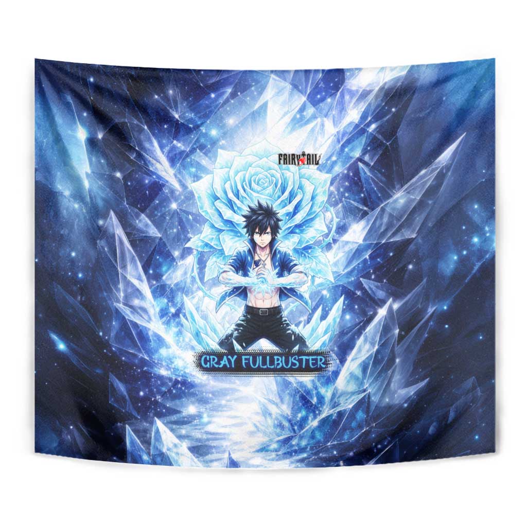 Gray Fullbuster Fairy Tail Tapestry Ice Magic Anime Style with Crystal Freeze Motif