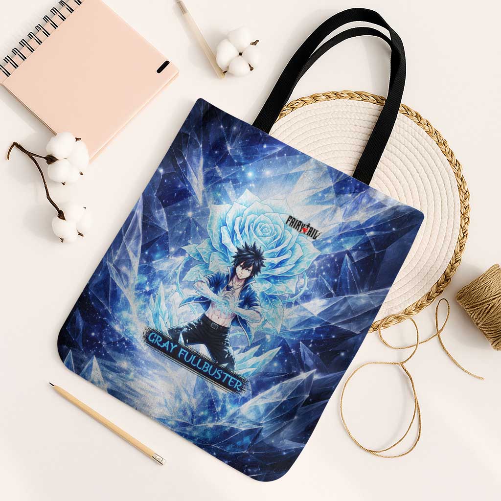 Gray Fullbuster Fairy Tail Tote Bag Ice Magic Anime Style with Crystal Freeze Motif