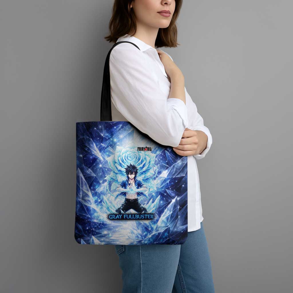 Gray Fullbuster Fairy Tail Tote Bag Ice Magic Anime Style with Crystal Freeze Motif