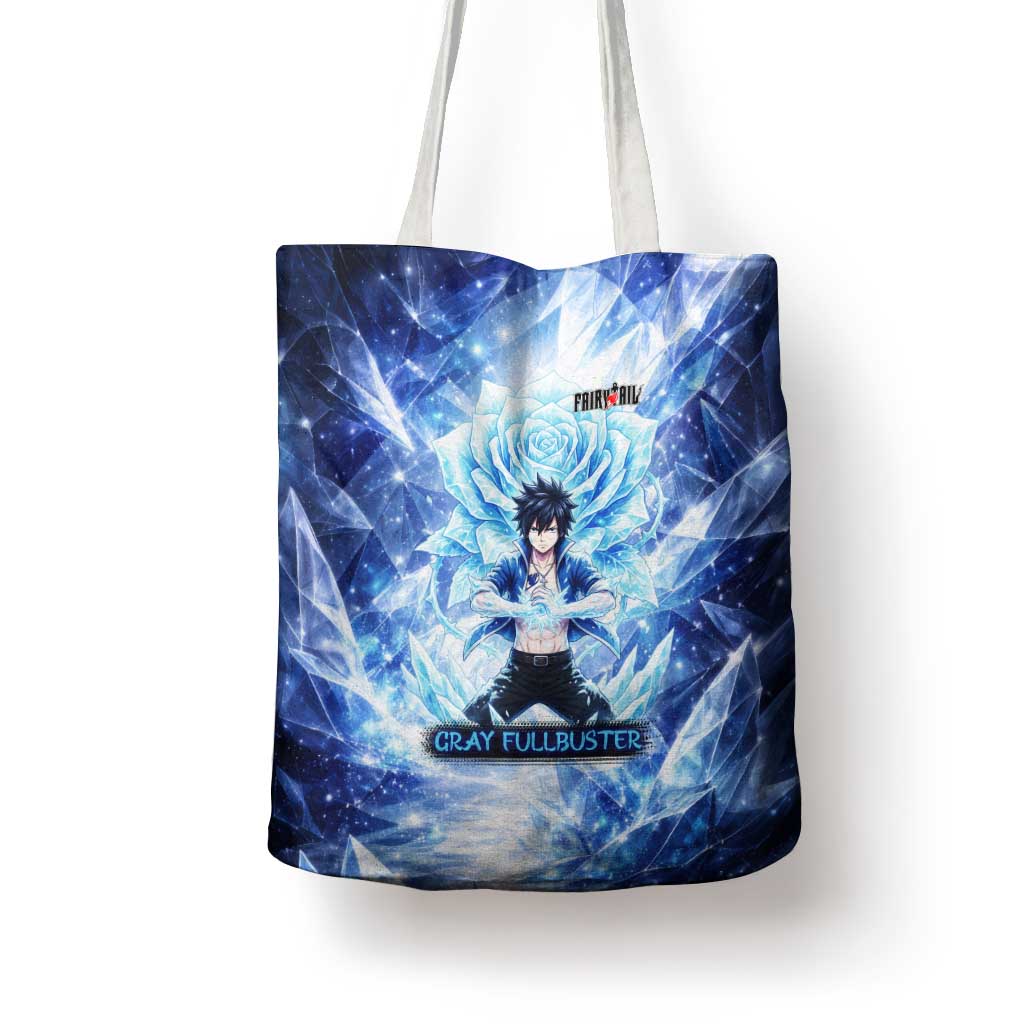 Gray Fullbuster Fairy Tail Tote Bag Ice Magic Anime Style with Crystal Freeze Motif
