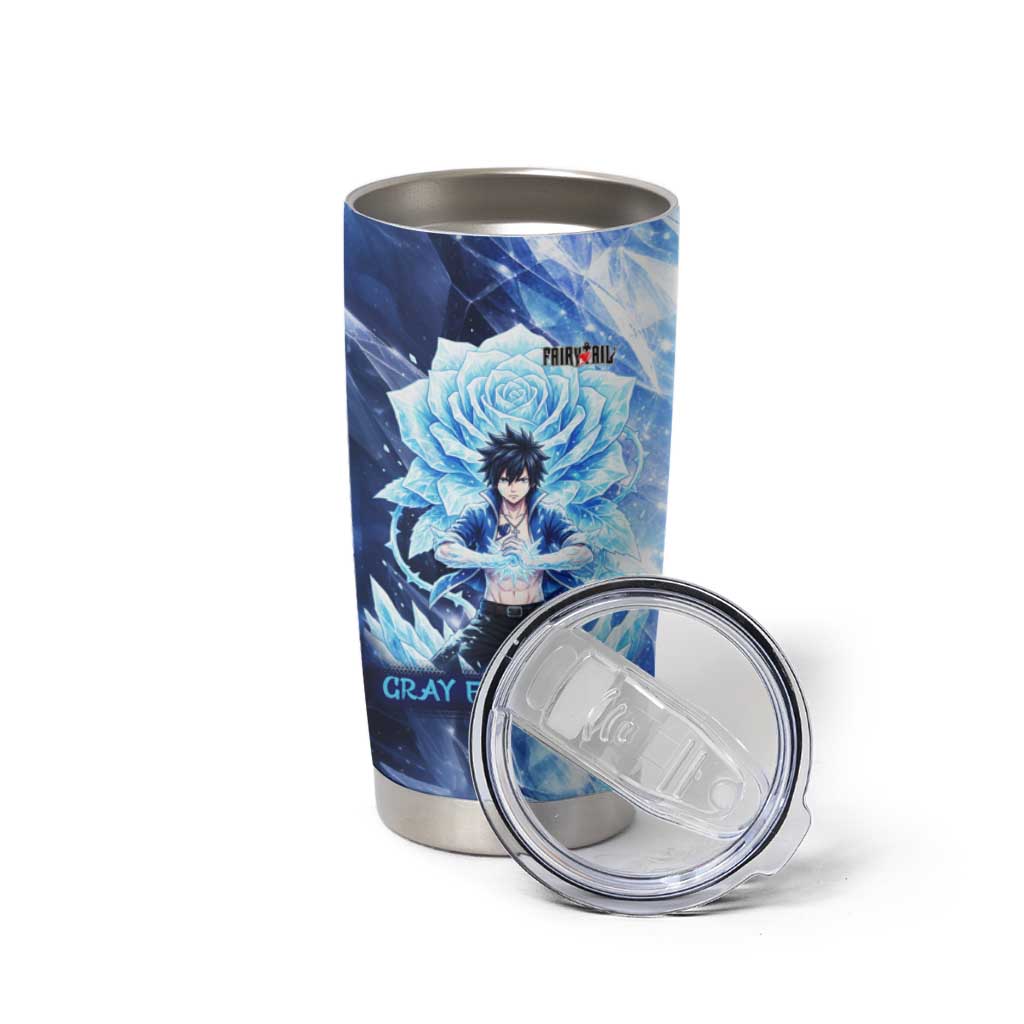 Gray Fullbuster Fairy Tail Tumbler Cup Ice Magic Anime Style with Crystal Freeze Motif