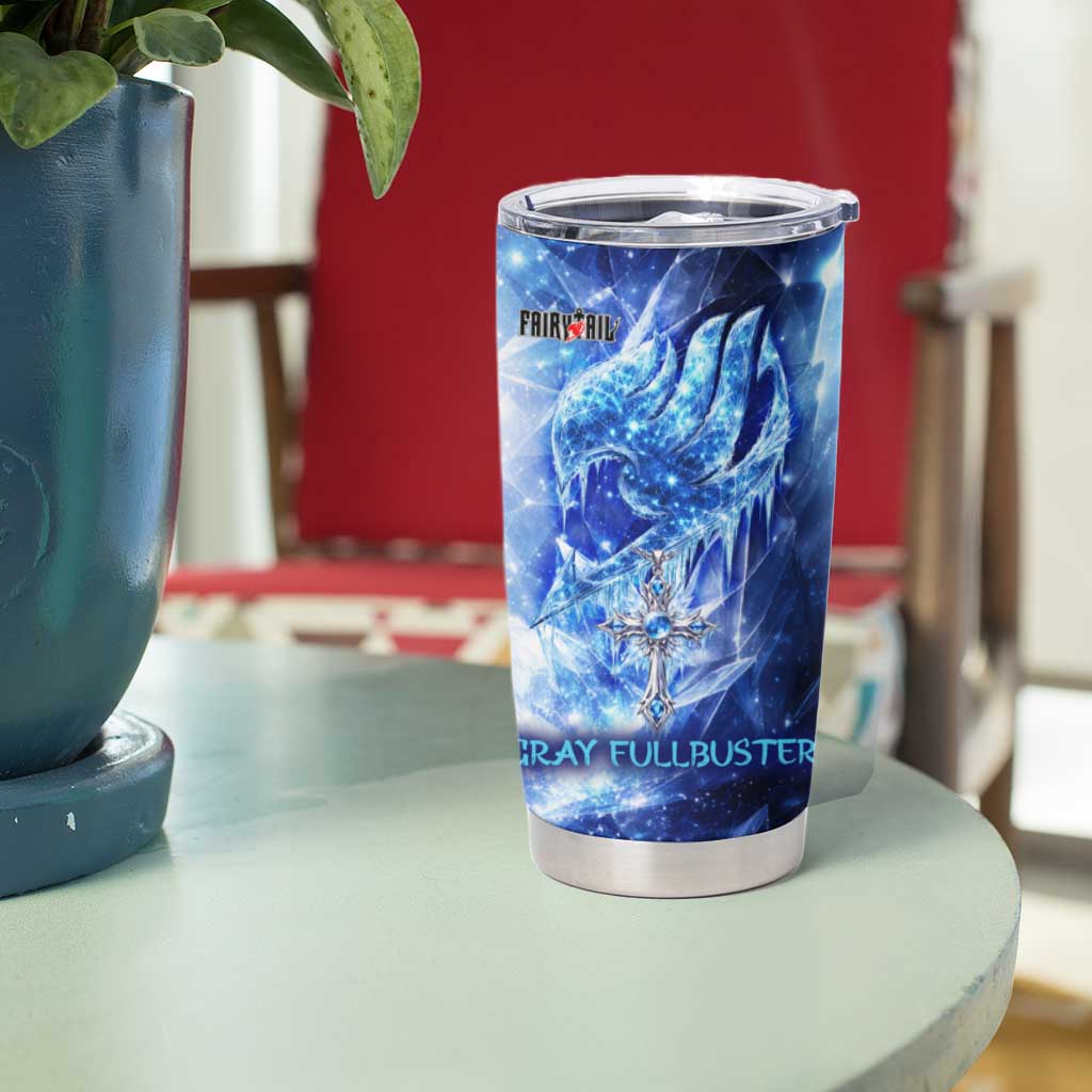Gray Fullbuster Fairy Tail Tumbler Cup Ice Magic Anime Style with Crystal Freeze Motif
