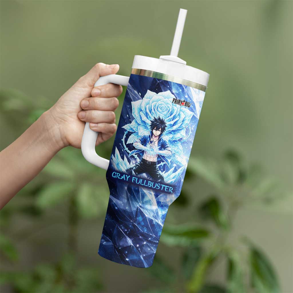 Gray Fullbuster Fairy Tail Tumbler With Handle Ice Magic Anime Style with Crystal Freeze Motif