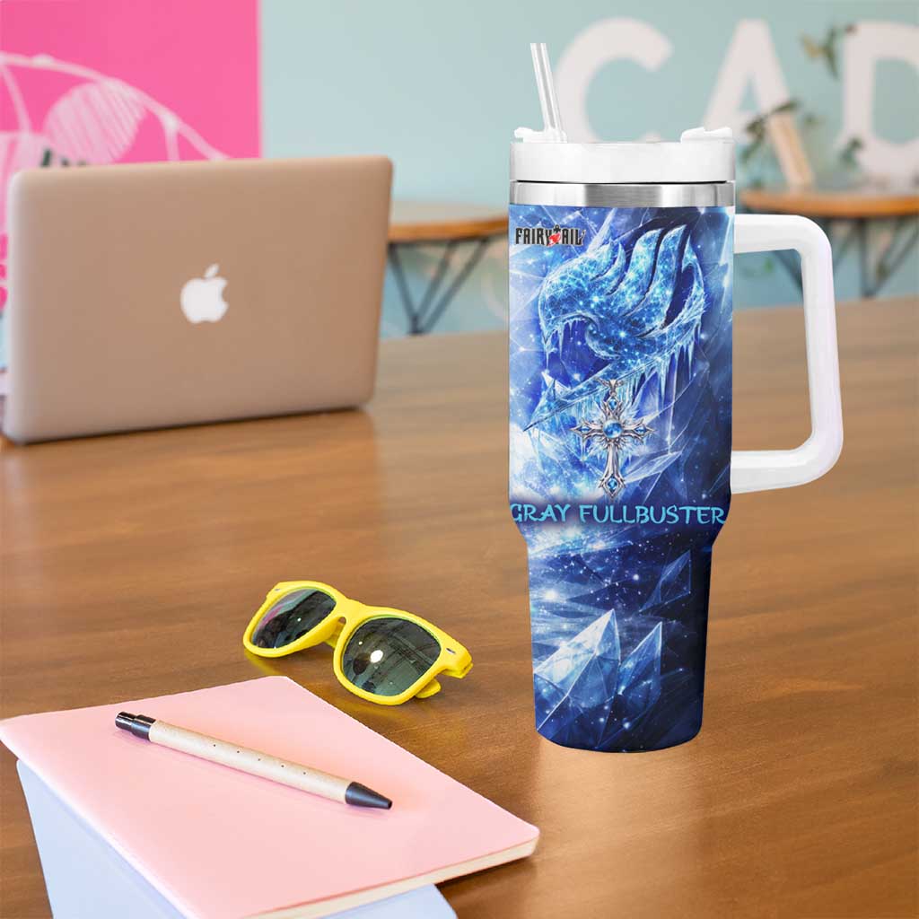 Gray Fullbuster Fairy Tail Tumbler With Handle Ice Magic Anime Style with Crystal Freeze Motif