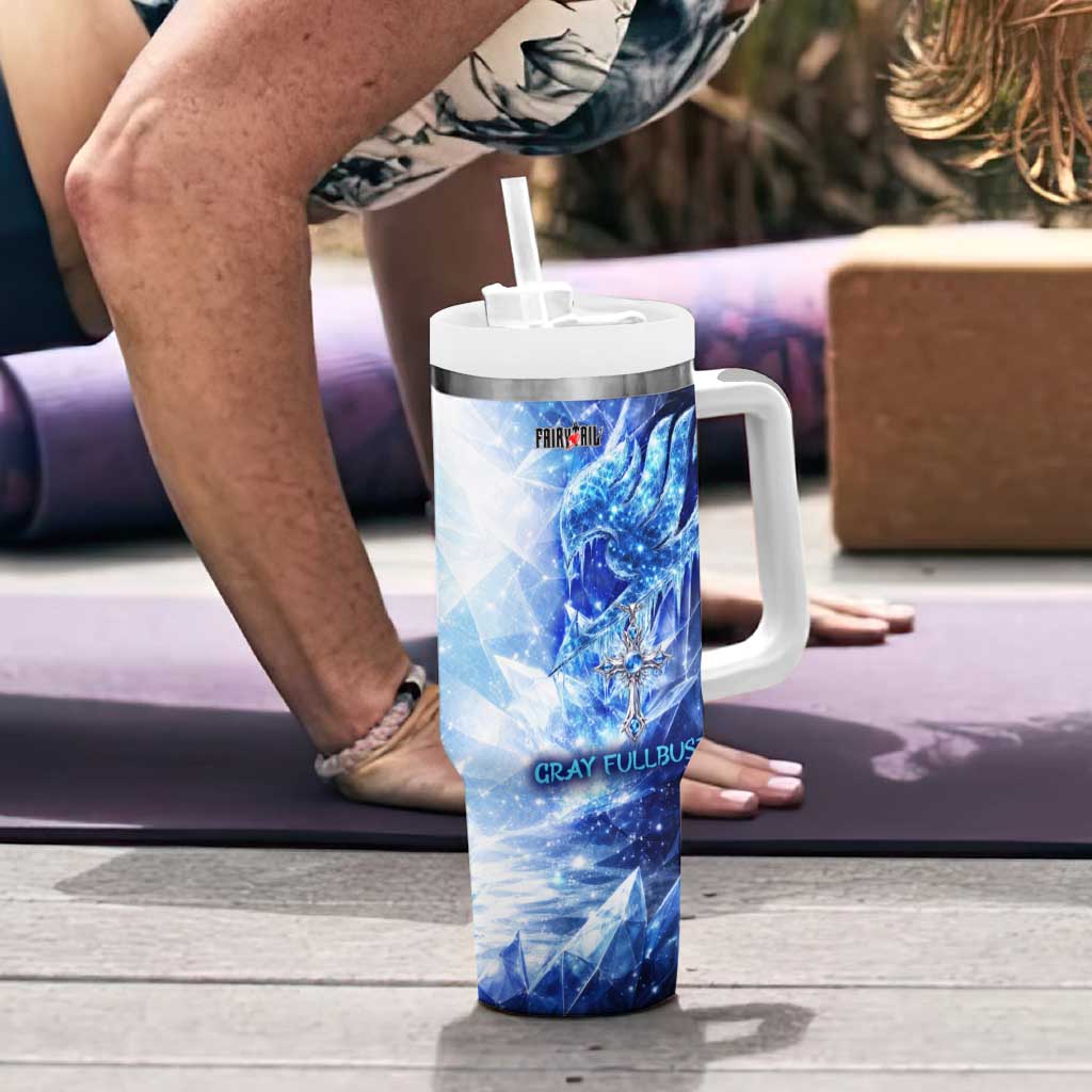 Gray Fullbuster Fairy Tail Tumbler With Handle Ice Magic Anime Style with Crystal Freeze Motif