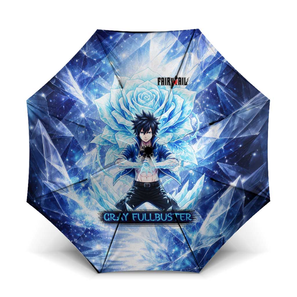 Gray Fullbuster Fairy Tail Umbrella Ice Magic Anime Style with Crystal Freeze Motif