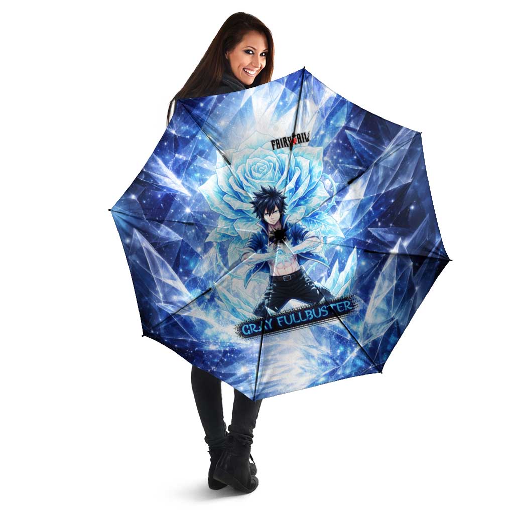Gray Fullbuster Fairy Tail Umbrella Ice Magic Anime Style with Crystal Freeze Motif