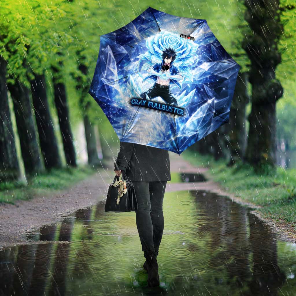 Gray Fullbuster Fairy Tail Umbrella Ice Magic Anime Style with Crystal Freeze Motif