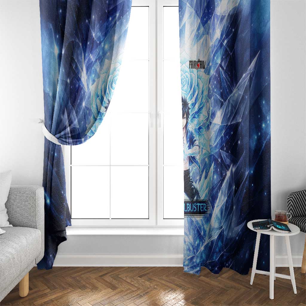 Gray Fullbuster Fairy Tail Window Curtain Ice Magic Anime Style with Crystal Freeze Motif