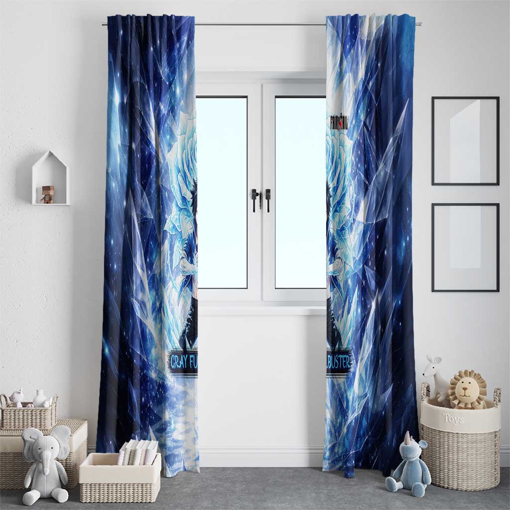 Gray Fullbuster Fairy Tail Window Curtain Ice Magic Anime Style with Crystal Freeze Motif