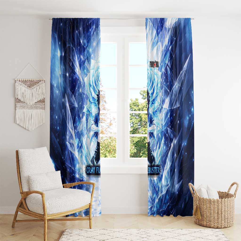 Gray Fullbuster Fairy Tail Window Curtain Ice Magic Anime Style with Crystal Freeze Motif
