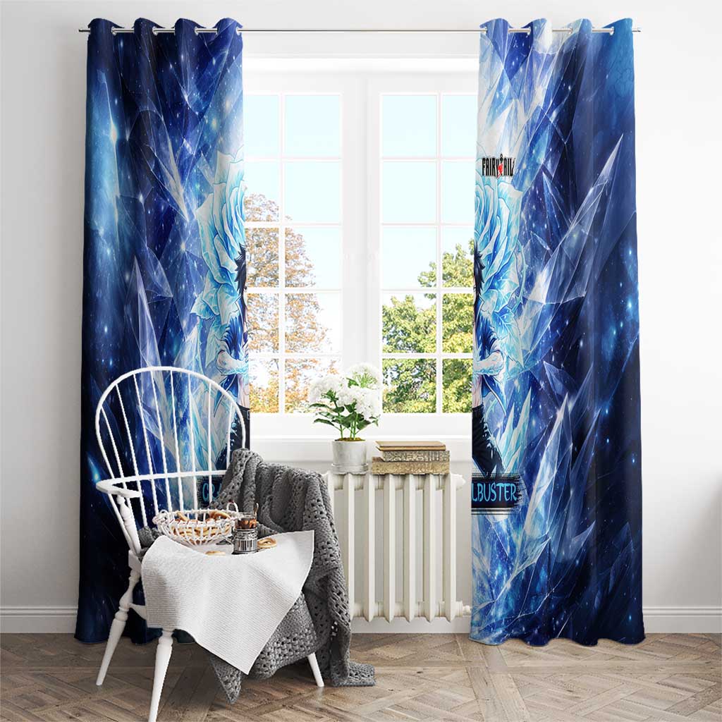 Gray Fullbuster Fairy Tail Window Curtain Ice Magic Anime Style with Crystal Freeze Motif