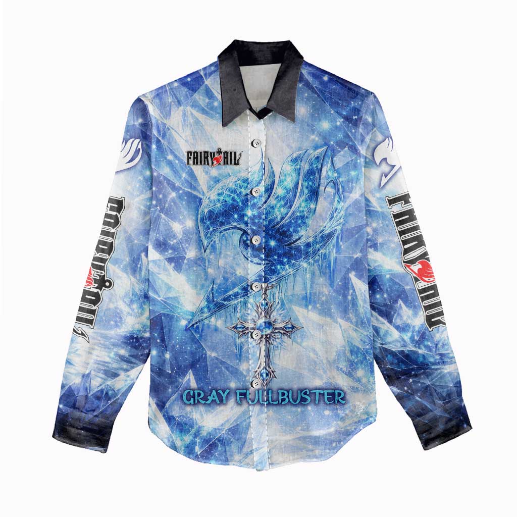 Gray Fullbuster Fairy Tail Women Casual Shirt Ice Magic Anime Style with Crystal Freeze Motif