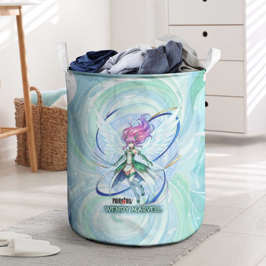 Wendy Marvell Fairy Tail Laundry Basket Sky Dragon Anime Style with Pastel Wind and Wing Motif