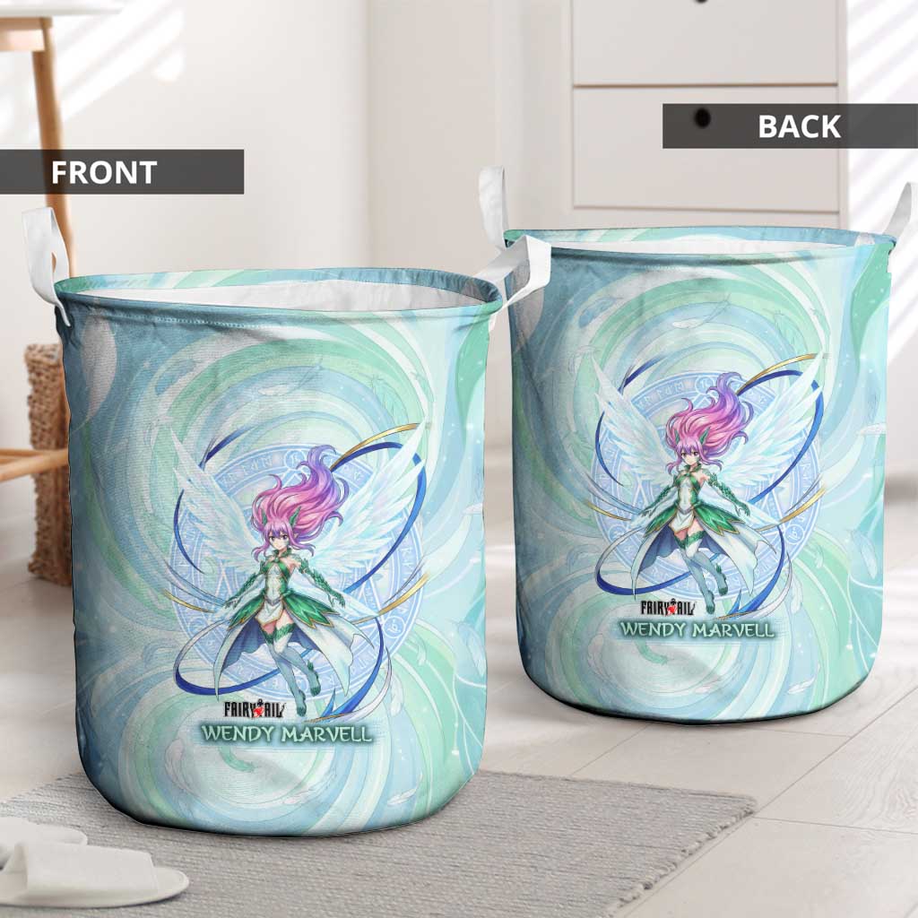 Wendy Marvell Fairy Tail Laundry Basket Sky Dragon Anime Style with Pastel Wind and Wing Motif