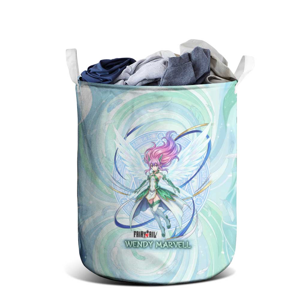 Wendy Marvell Fairy Tail Laundry Basket Sky Dragon Anime Style with Pastel Wind and Wing Motif