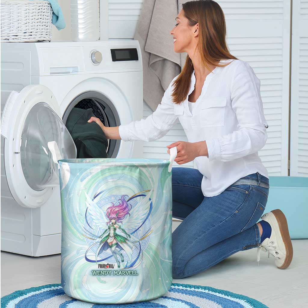 Wendy Marvell Fairy Tail Laundry Basket Sky Dragon Anime Style with Pastel Wind and Wing Motif