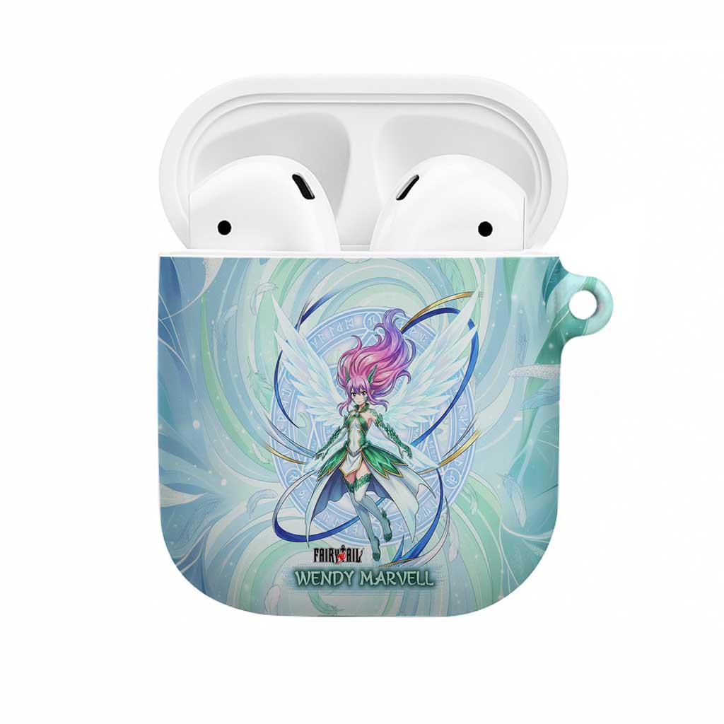 Wendy Marvell Fairy Tail AirPods Case Sky Dragon Anime Style with Pastel Wind and Wing Motif
