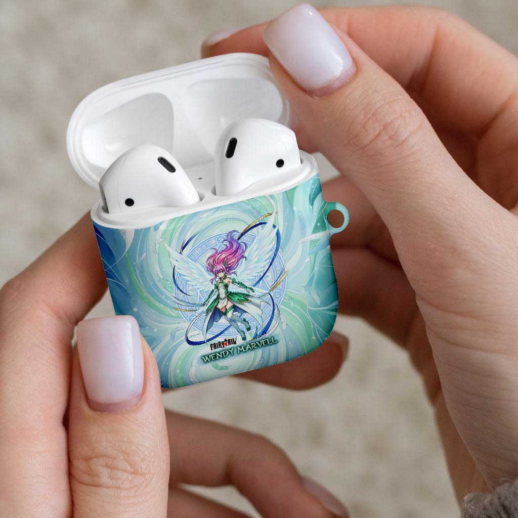 Wendy Marvell Fairy Tail AirPods Case Sky Dragon Anime Style with Pastel Wind and Wing Motif
