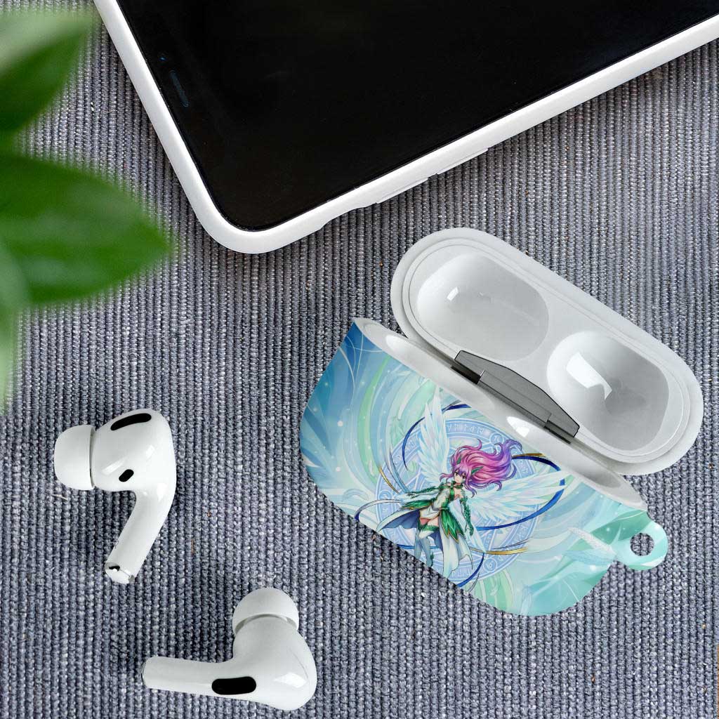 Wendy Marvell Fairy Tail AirPods Case Sky Dragon Anime Style with Pastel Wind and Wing Motif