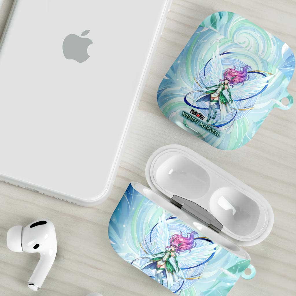 Wendy Marvell Fairy Tail AirPods Case Sky Dragon Anime Style with Pastel Wind and Wing Motif
