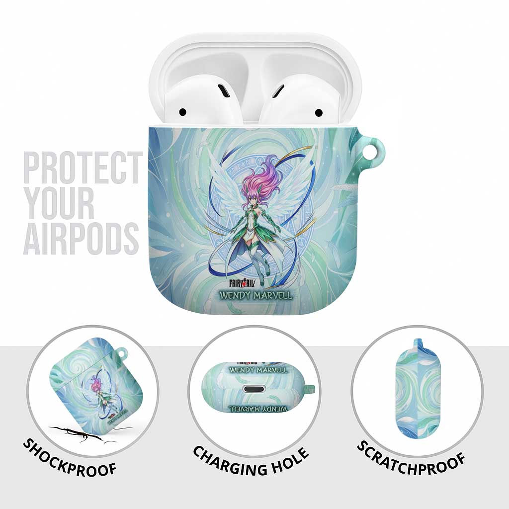 Wendy Marvell Fairy Tail AirPods Case Sky Dragon Anime Style with Pastel Wind and Wing Motif