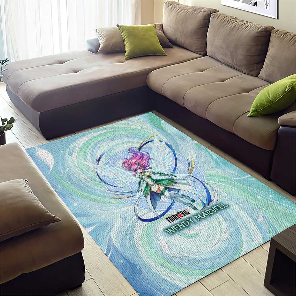 Wendy Marvell Fairy Tail Area Rug Sky Dragon Anime Style with Pastel Wind and Wing Motif