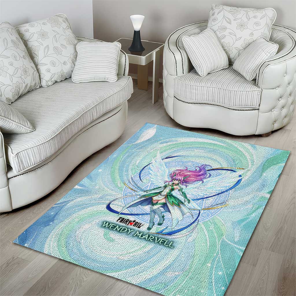 Wendy Marvell Fairy Tail Area Rug Sky Dragon Anime Style with Pastel Wind and Wing Motif