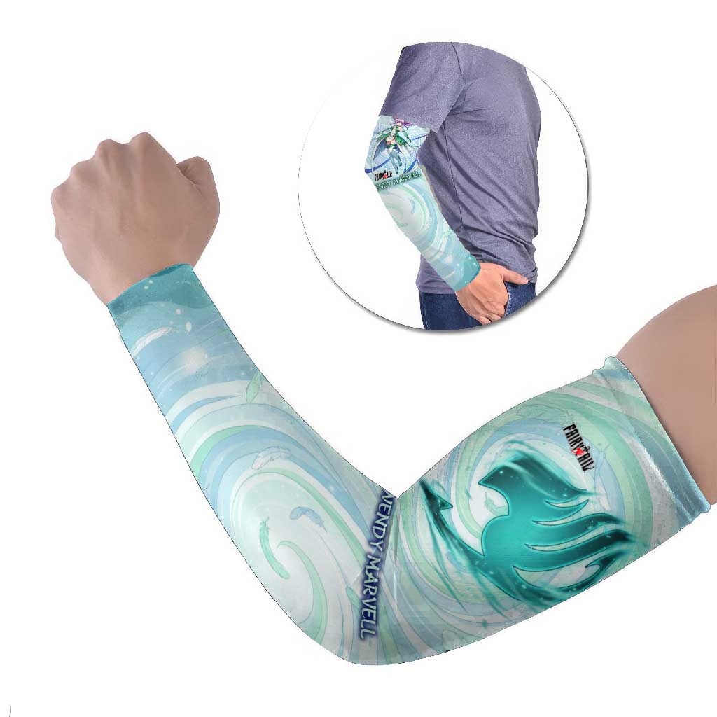 Wendy Marvell Fairy Tail Arm Sleeves Sky Dragon Anime Style with Pastel Wind and Wing Motif