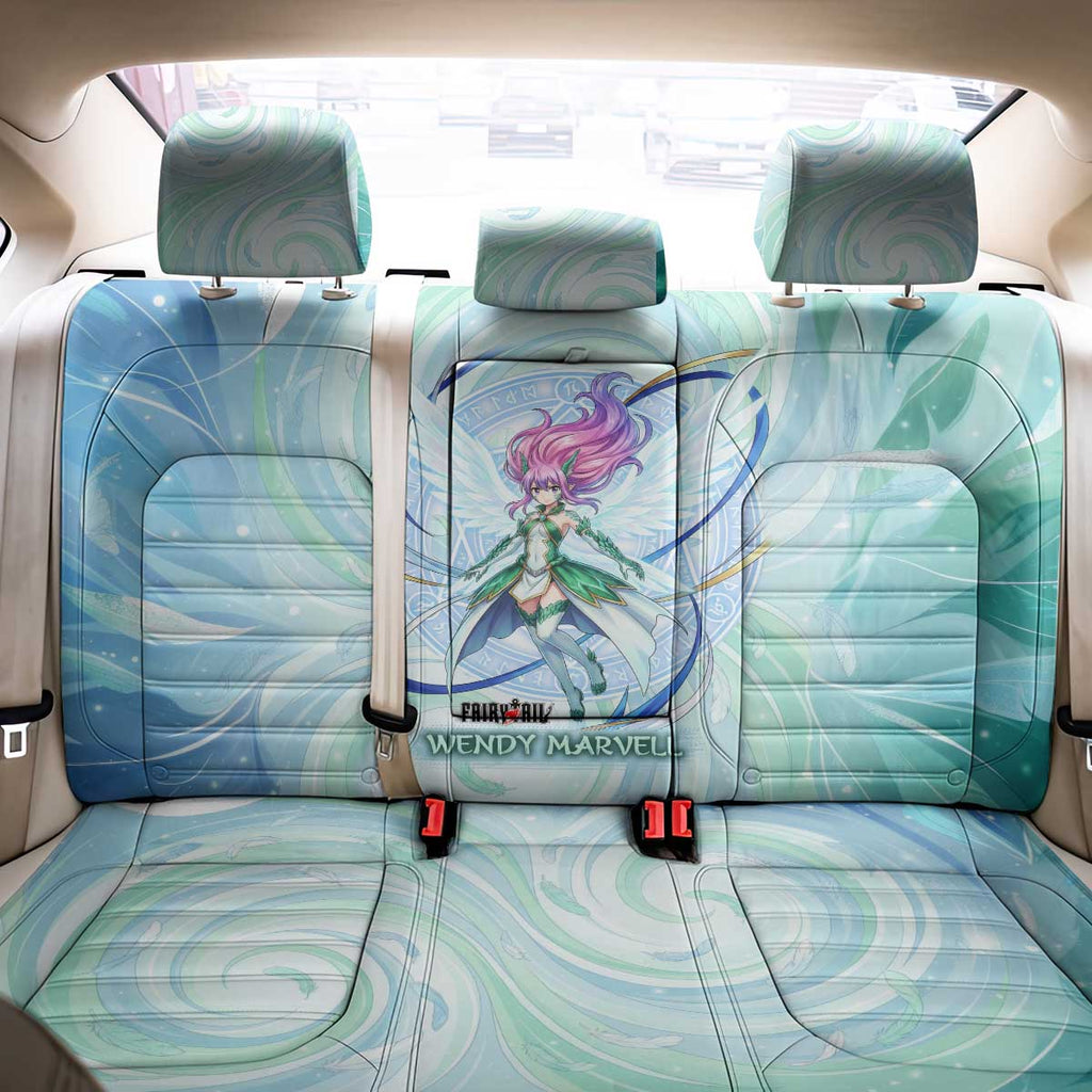 Wendy Marvell Fairy Tail Back Car Seat Cover Sky Dragon Anime Style with Pastel Wind and Wing Motif