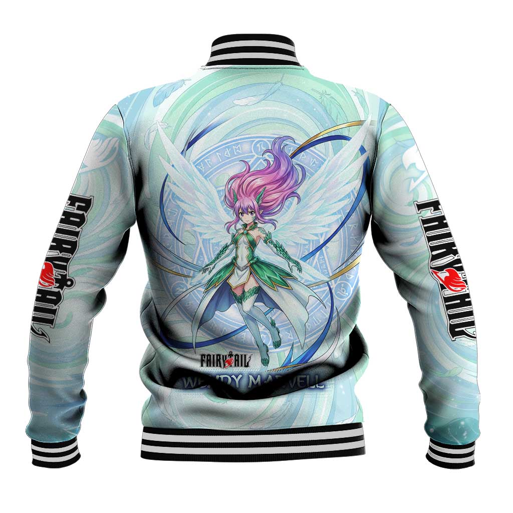 Wendy Marvell Fairy Tail Baseball Jacket Sky Dragon Anime Style with Pastel Wind and Wing Motif
