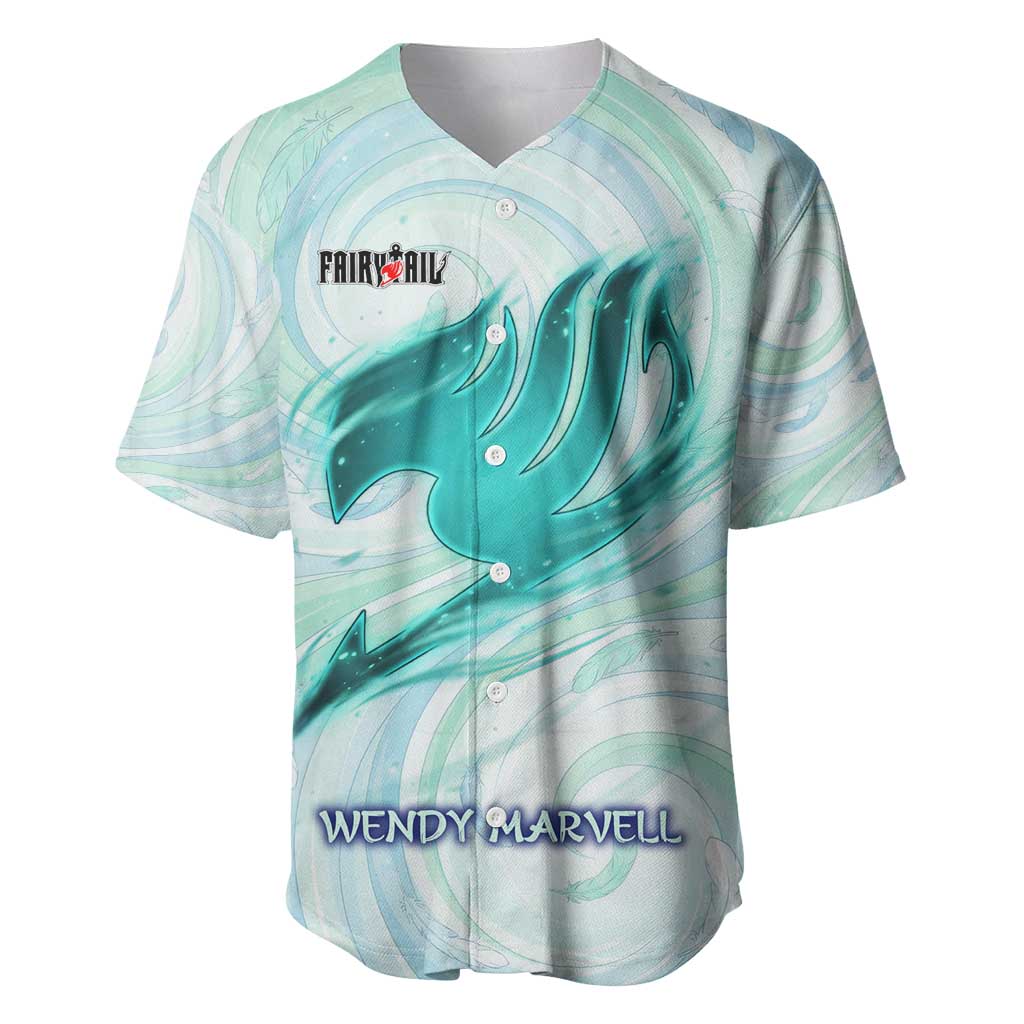 Wendy Marvell Fairy Tail Baseball Jersey Sky Dragon Anime Style with Pastel Wind and Wing Motif