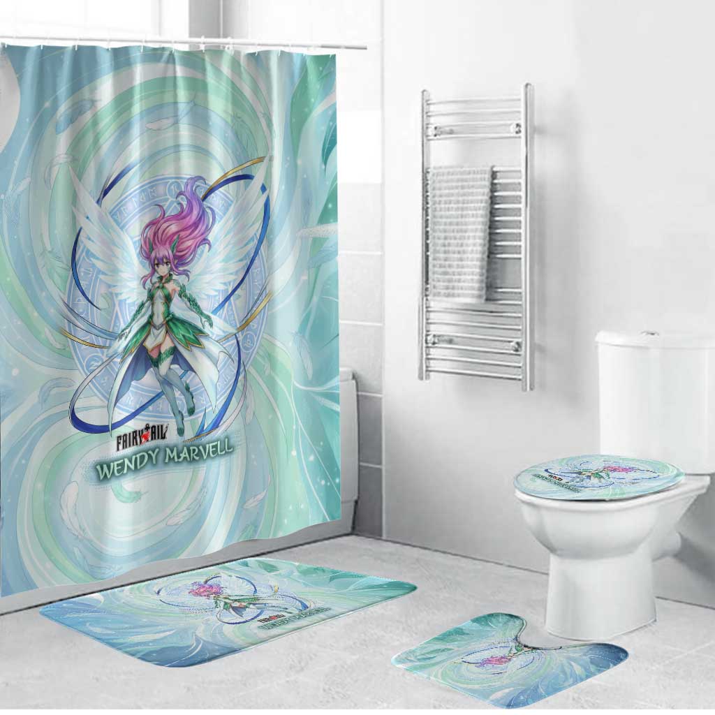 Wendy Marvell Fairy Tail Bathroom Set Sky Dragon Anime Style with Pastel Wind and Wing Motif