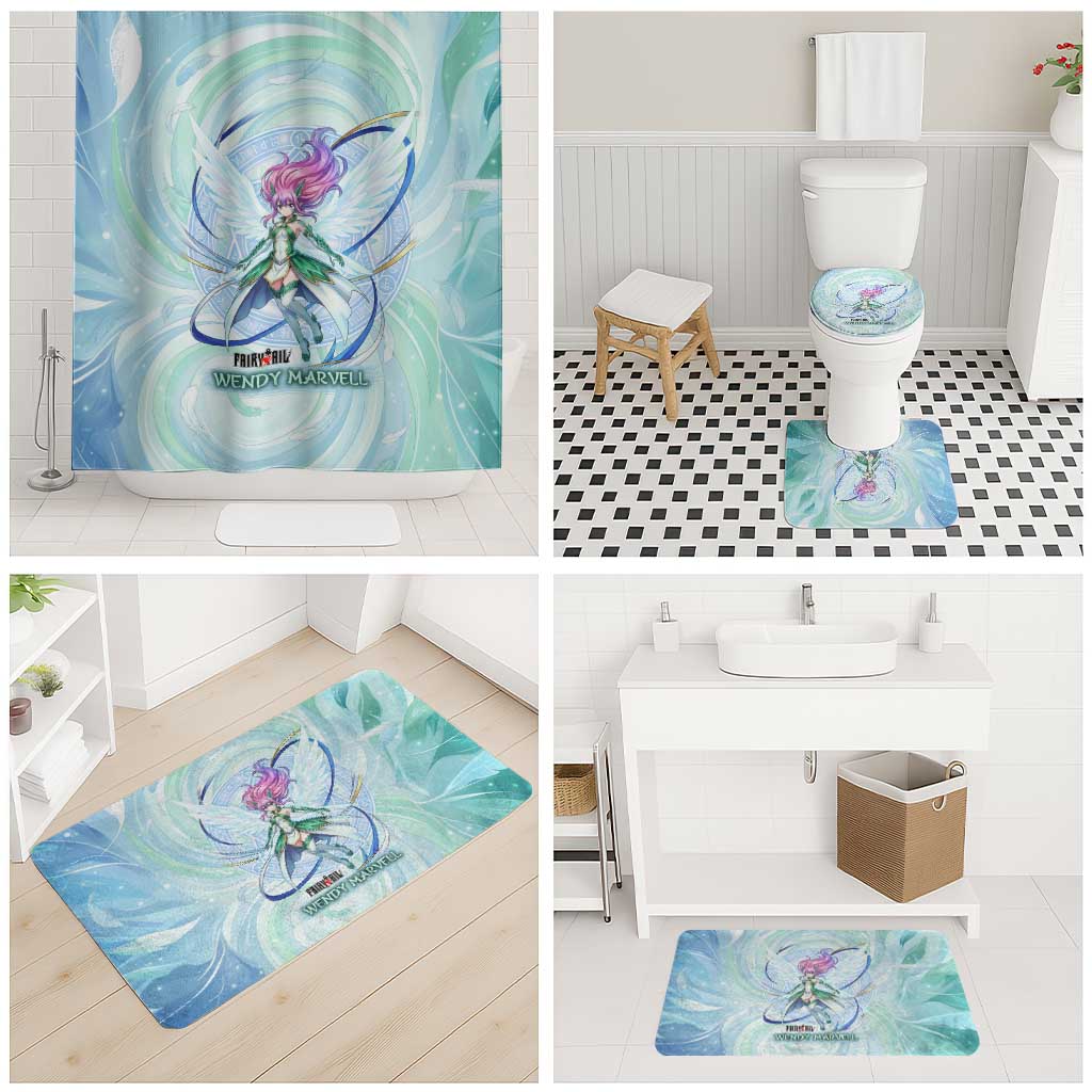 Wendy Marvell Fairy Tail Bathroom Set Sky Dragon Anime Style with Pastel Wind and Wing Motif
