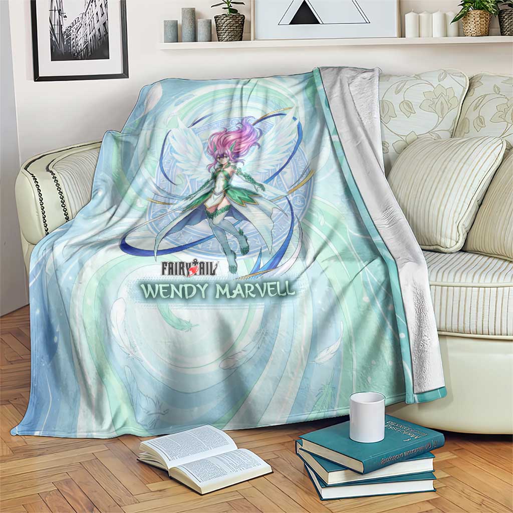 Wendy Marvell Fairy Tail Blanket Sky Dragon Anime Style with Pastel Wind and Wing Motif