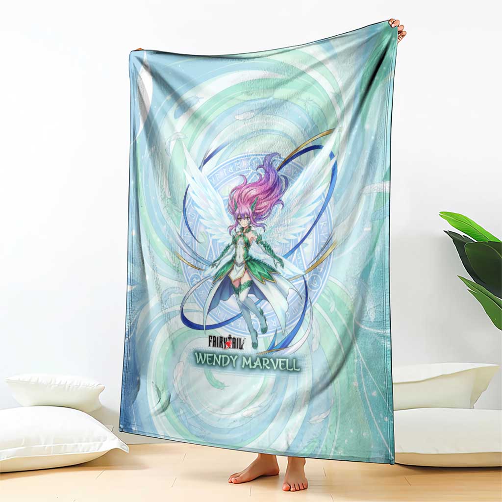 Wendy Marvell Fairy Tail Blanket Sky Dragon Anime Style with Pastel Wind and Wing Motif