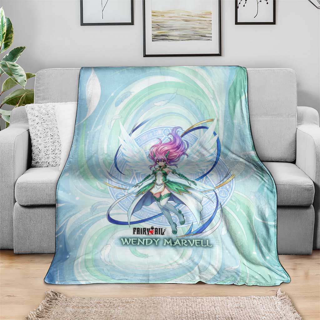 Wendy Marvell Fairy Tail Blanket Sky Dragon Anime Style with Pastel Wind and Wing Motif