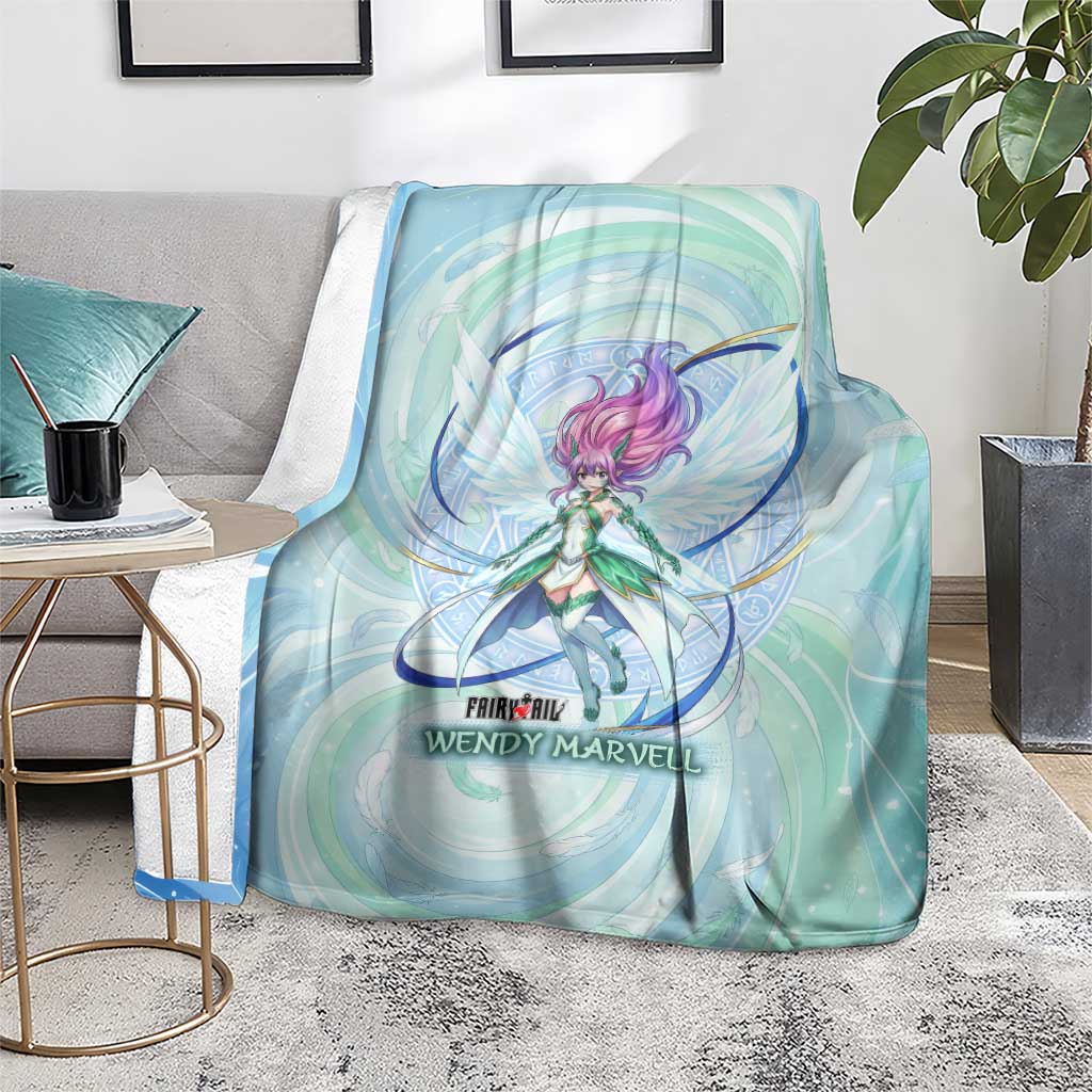 Wendy Marvell Fairy Tail Blanket Sky Dragon Anime Style with Pastel Wind and Wing Motif
