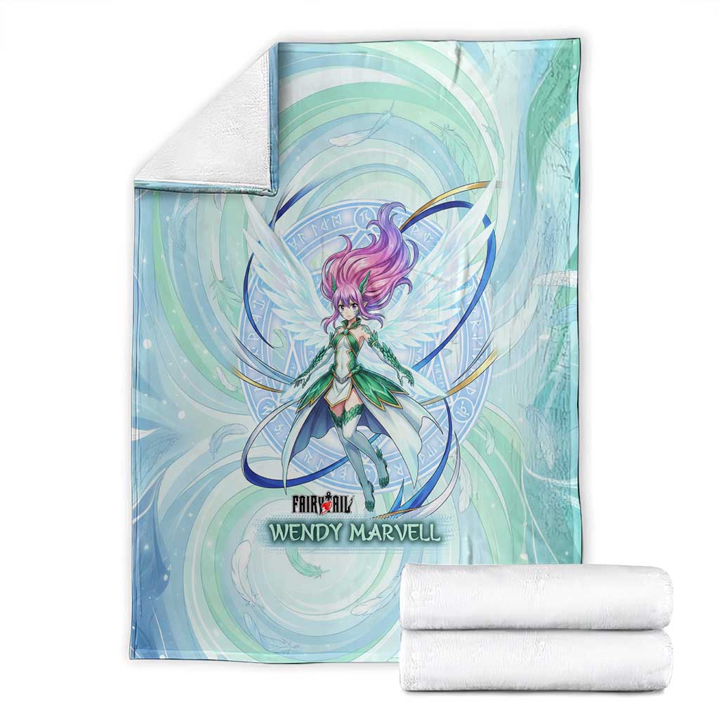 Wendy Marvell Fairy Tail Blanket Sky Dragon Anime Style with Pastel Wind and Wing Motif