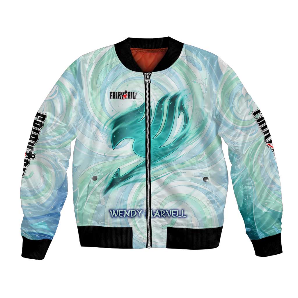 Wendy Marvell Fairy Tail Bomber Jacket Sky Dragon Anime Style with Pastel Wind and Wing Motif