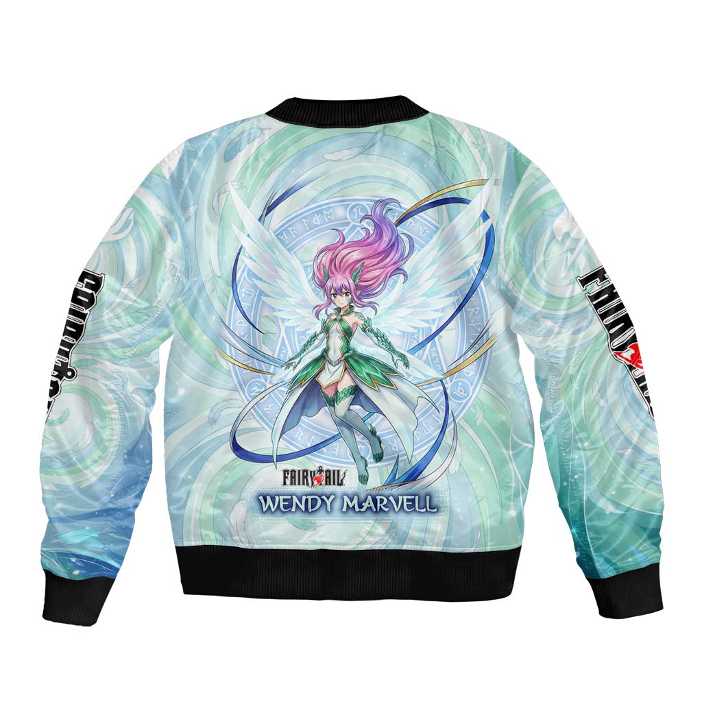 Wendy Marvell Fairy Tail Bomber Jacket Sky Dragon Anime Style with Pastel Wind and Wing Motif