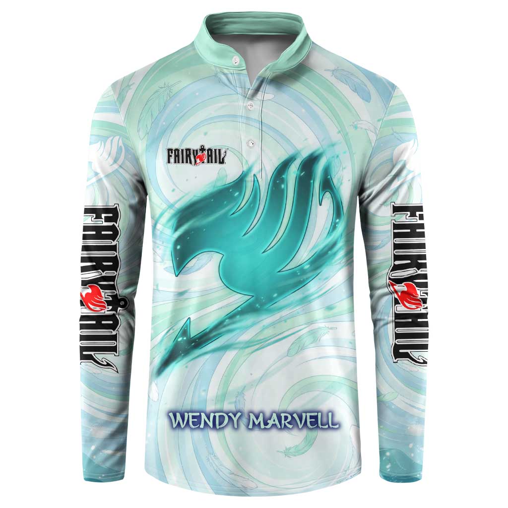Wendy Marvell Fairy Tail Button Sweatshirt Sky Dragon Anime Style with Pastel Wind and Wing Motif